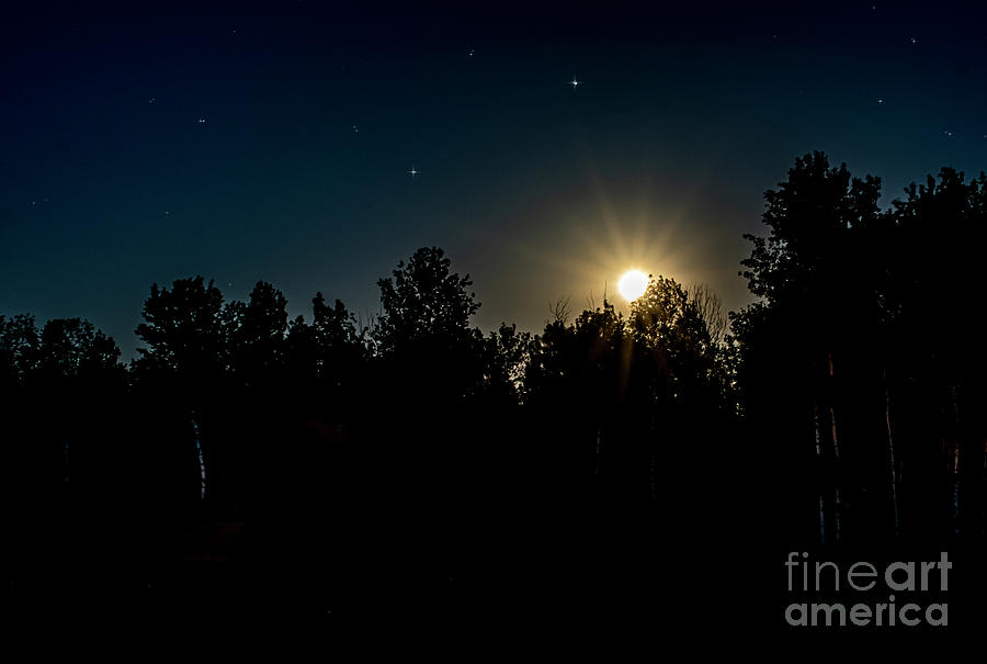 Night Skys Strawberry Moon and Stars #1 Photograph by Sandra Js