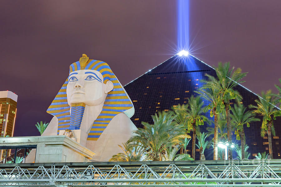 Architecture Photograph - Night view of the Luxor Hotel and Casino #1 by Chon Kit Leong