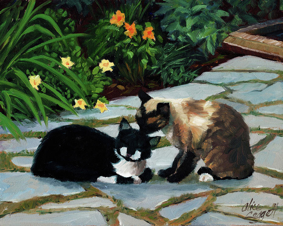 Nikki and Oreo Painting by Alice Leggett