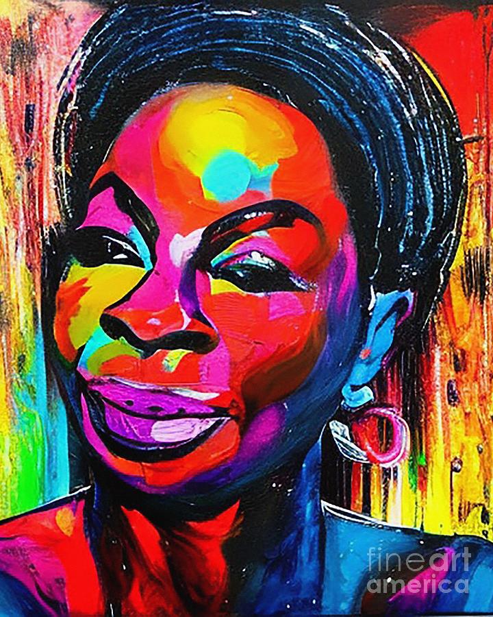 Nina Simone Abstract Art #1 Mixed Media by Lisa Von - Fine Art America