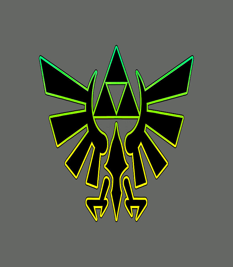 Nintendo Zelda Hyrule Crest Triforce Neon Outline Digital Art by Ebenez ...