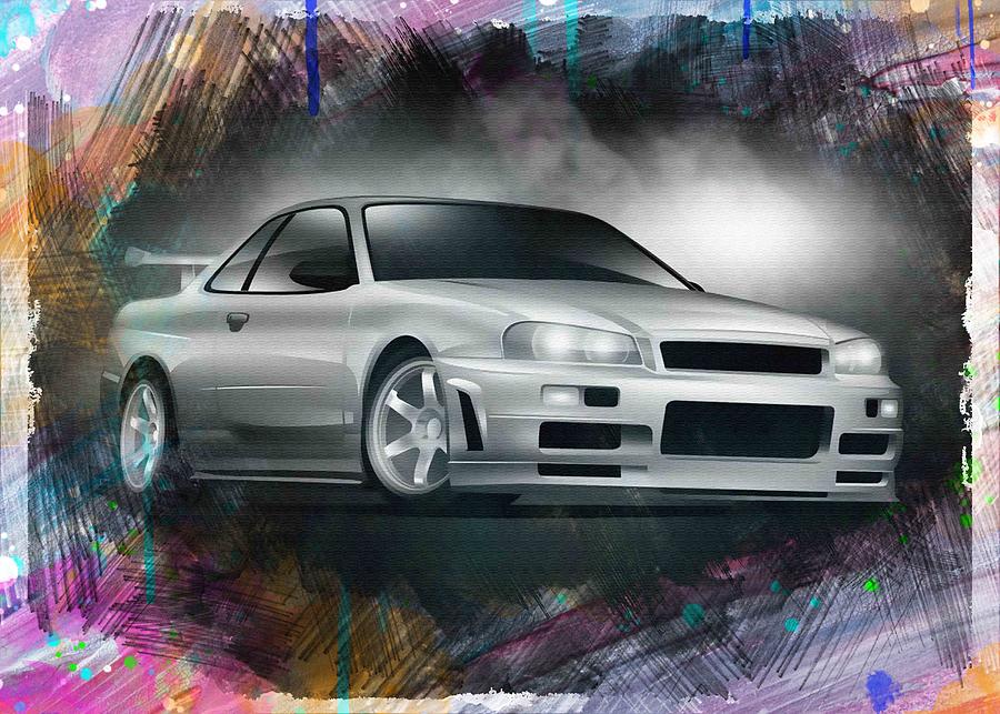 Nissan Skyline Gtr R34 Digital Art By Joseph Pattern