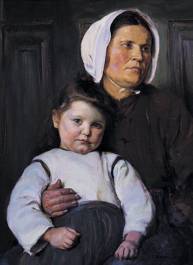 Elizabeth Nourse Painting - Normandy Peasant Woman and Her Child  #1 by Elizabeth Nourse