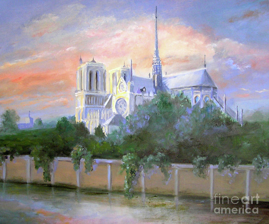 Notre Dame Evening light #1 Painting by Barbara Couse Wilson