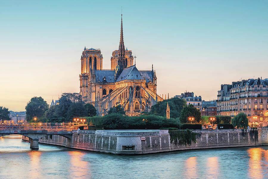 Paris Photograph - Notre-Dame Sunset #1 by Manjik Pictures