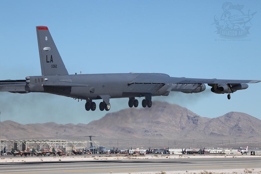 Nuclear Capable B-52H 60-0062 departing Nellis AFB runway 03L #1 Photograph by Custom Aviation Art