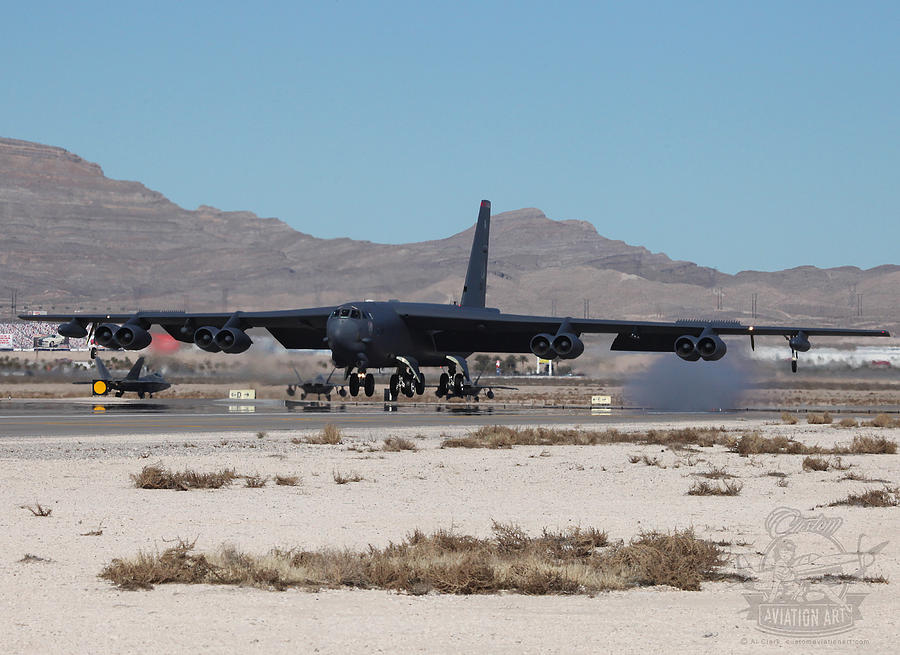 Nuclear Capable B-52H Recovering to Nellis AFB Rwy 21R #1 Photograph by Custom Aviation Art