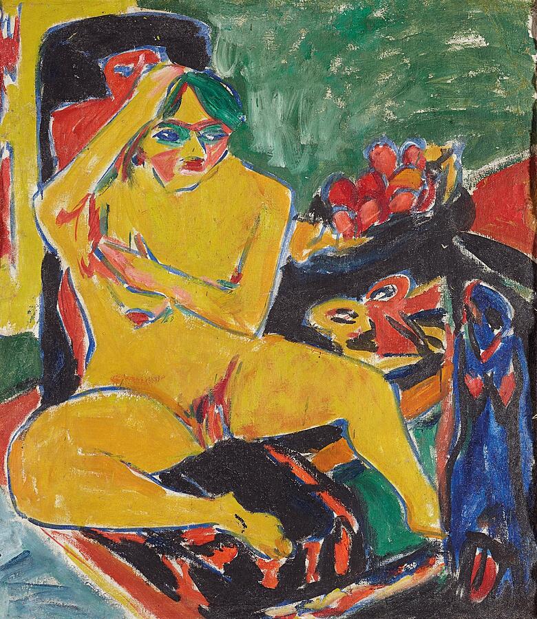 Nude at the Studio ca  #1 Painting by Ernst Ludwig Kirchner German