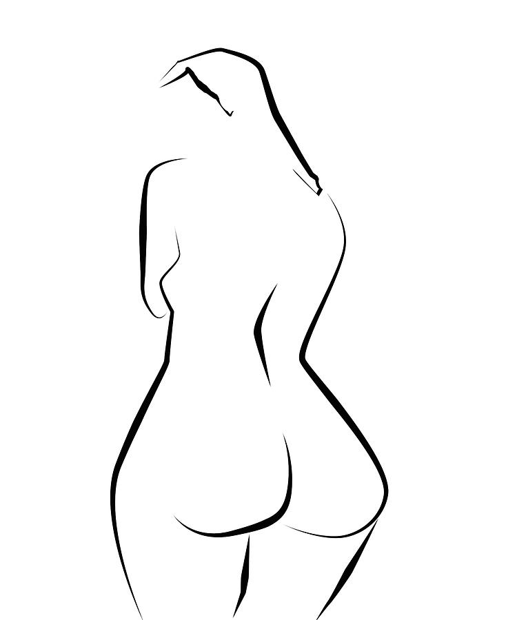 Nude Line Art 4q #3 Mixed Media by Brian Reaves