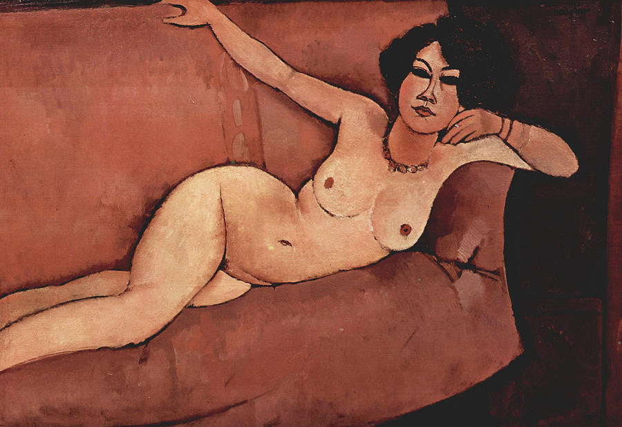Amedeo Modigliani Painting - Nude on sofa #1 by Amedeo Modigliani