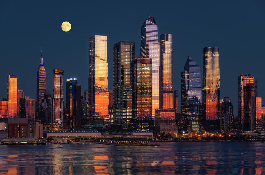 NYC Skyline Moon #1 Photograph by Susan Candelario