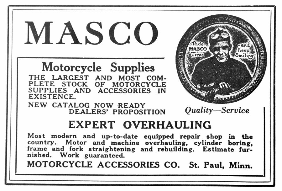 Masco motorcycle supplies add early 1900s Photograph by David Lee Thompson