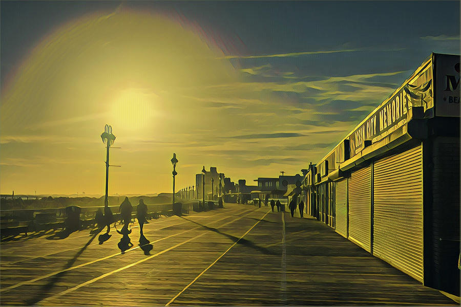 Ocean City Nj Boardwalk In Winter Digital Art