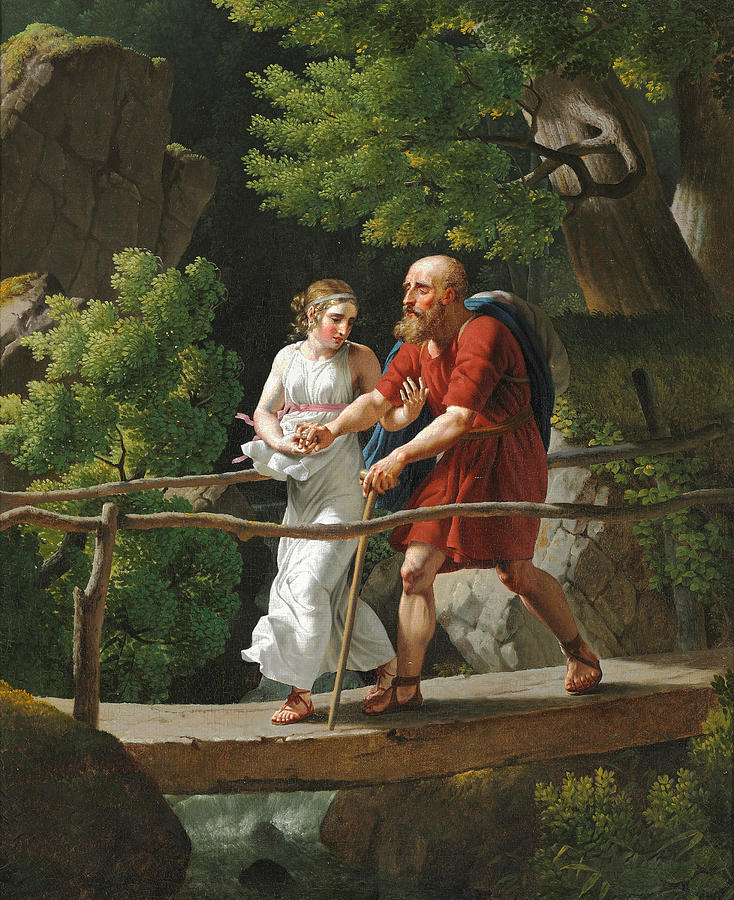 Oedipus and Antigone #1 Painting by Christoffer Wilhelm Eckersberg