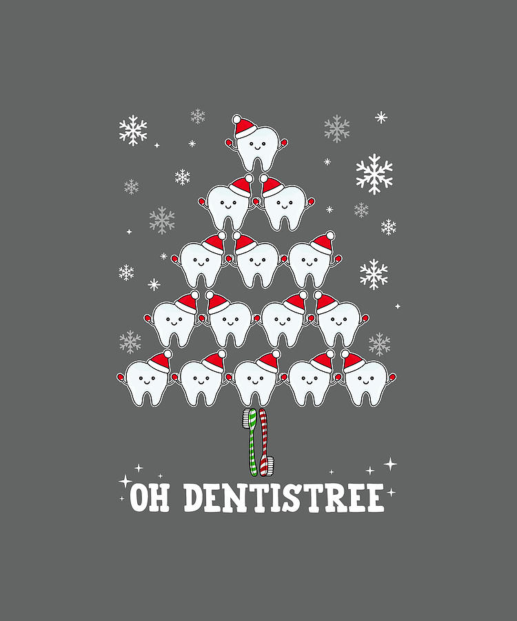 Oh Dentistree Funny Christmas Tree Dental Hygiene Xmas Digital Art by