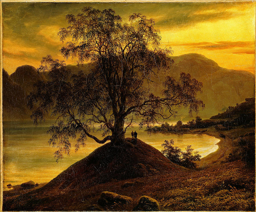 Thomas Fearnley Painting - Old Birch Tree at the Sognefjord  #1 by Thomas Fearnley