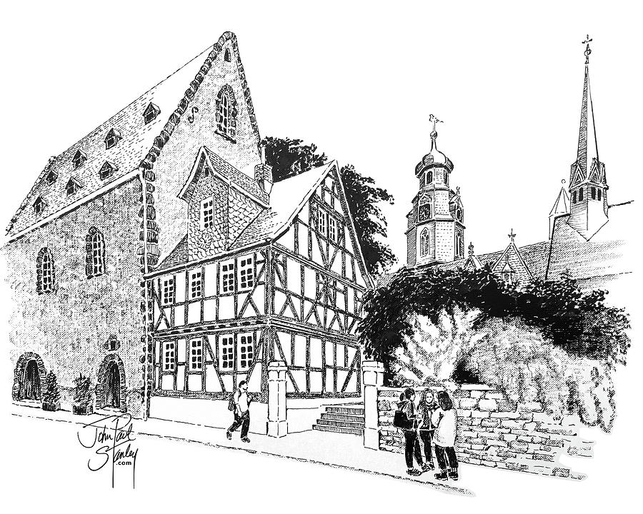 Old Butzbach, Germany #2 Drawing by John Paul Stanley