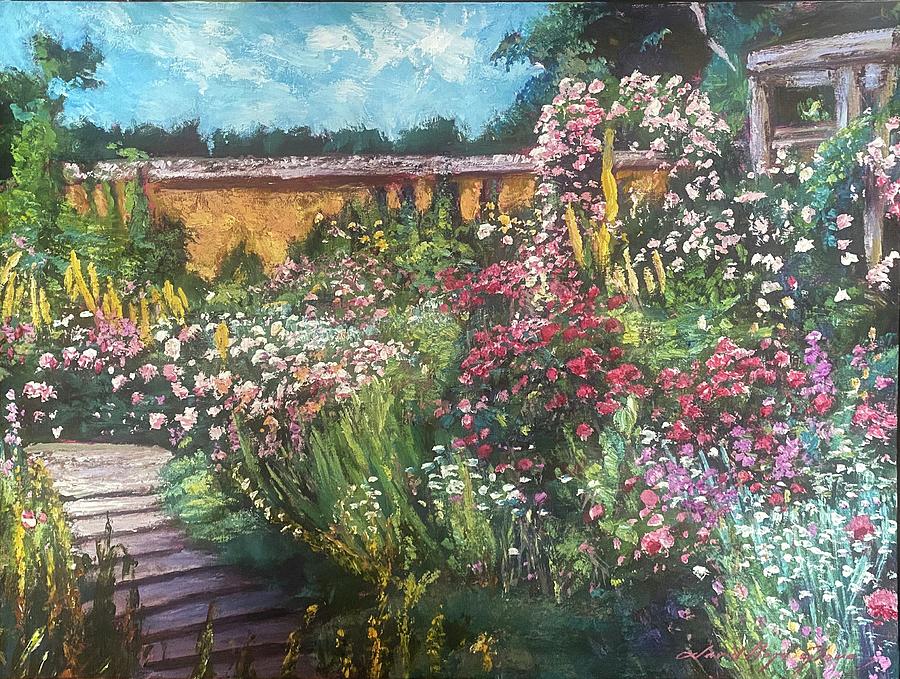 Old English Country Garden Painting by David Lloyd Glover - Fine Art ...