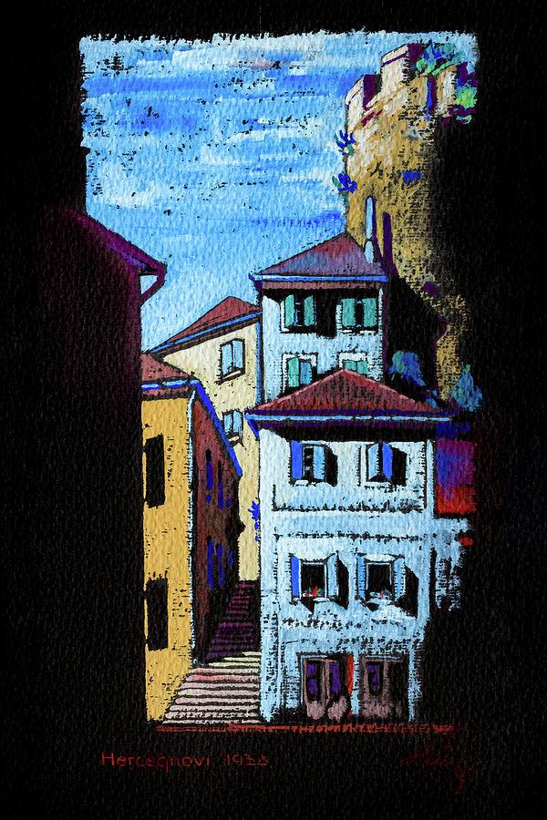 Old houses of Herceg Novi 1938 Painting by Viktor Wallon-Hars