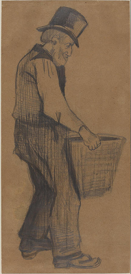 Old Man Carrying a Bucket #2 Drawing by Vincent van Gogh