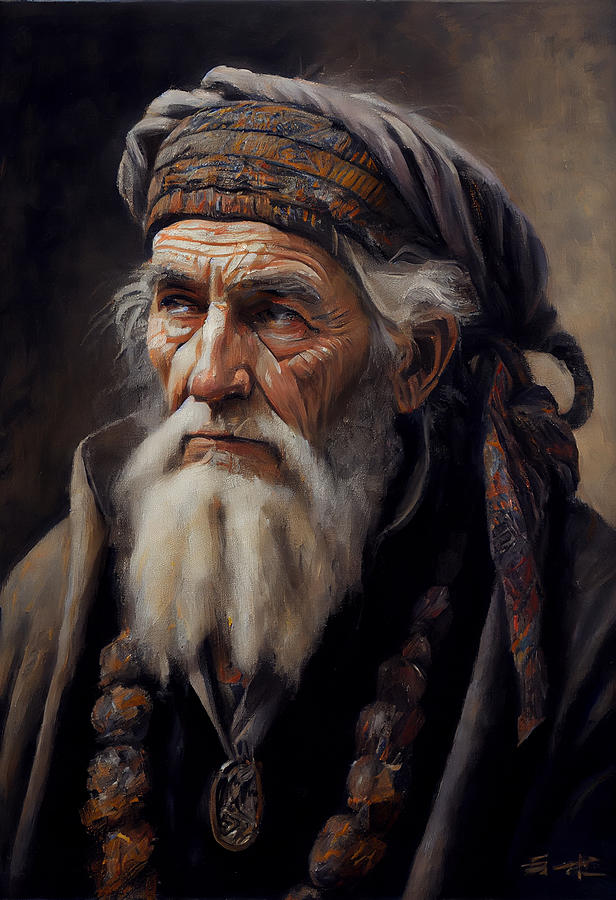 Old man from Kurdistan oil painting in the styl by Asar Studios Digital ...