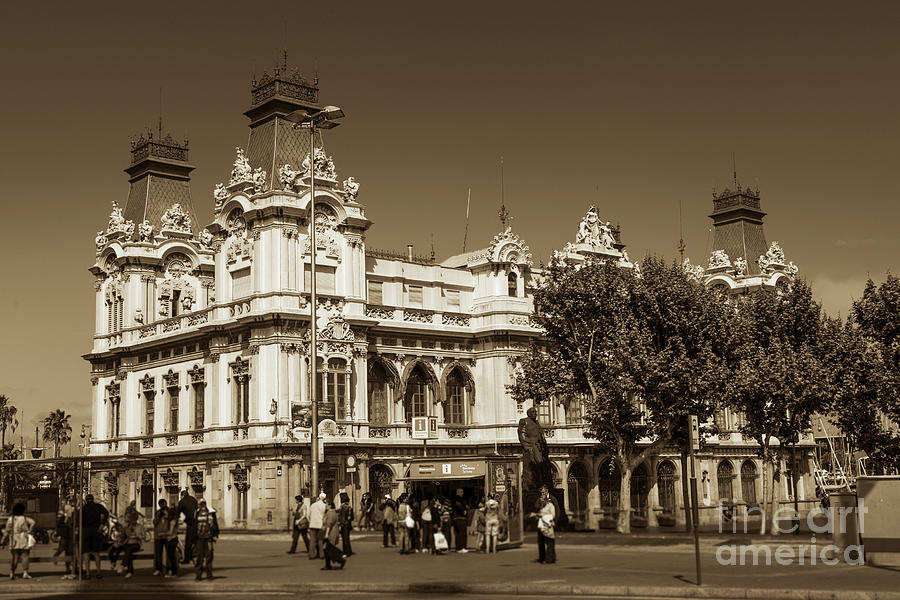 Old Port Authority building exterior Barcelona #1 Photograph by Peter Noyce