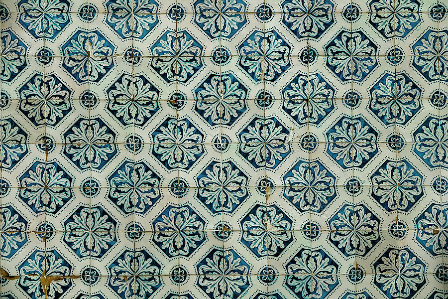 Old Portugal Tiles Background Texture #1 Ceramic Art by Mikhail Kokhanchikov