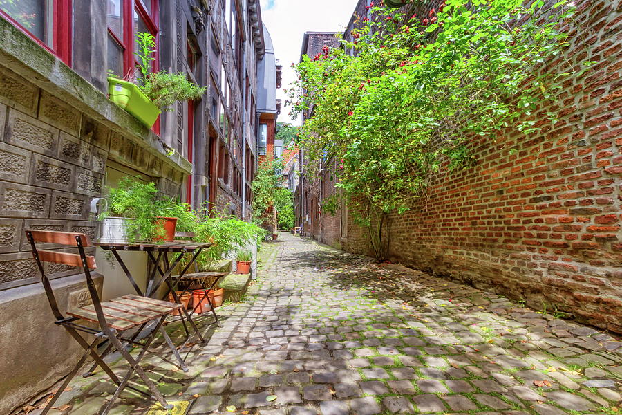 Old street in Liege, Belgium Photograph by Elenarts - Elena Duvernay photo