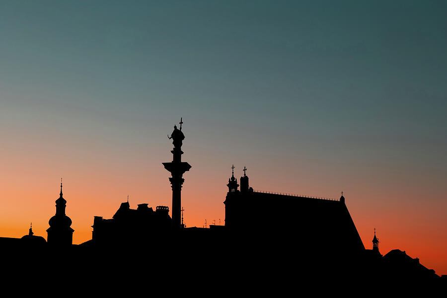 Old Town Of Warsaw Twilight Silhouette #1 Photograph by Artur Bogacki