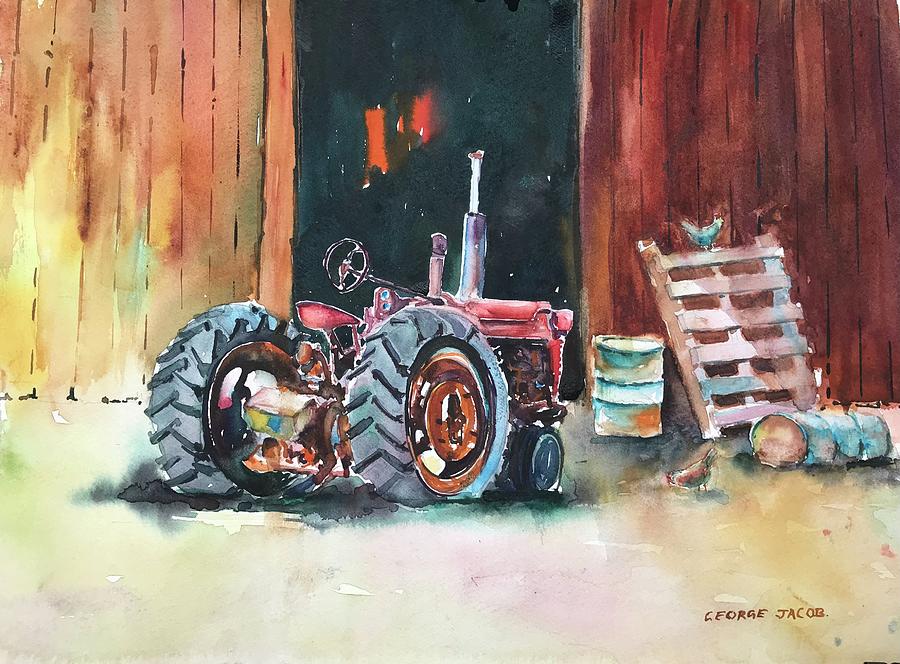 Old tractor #1 Painting by George Jacob