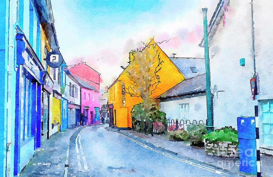 old village Kinsale near Cork, watercolor style #1 Digital Art by Ariadna De Raadt
