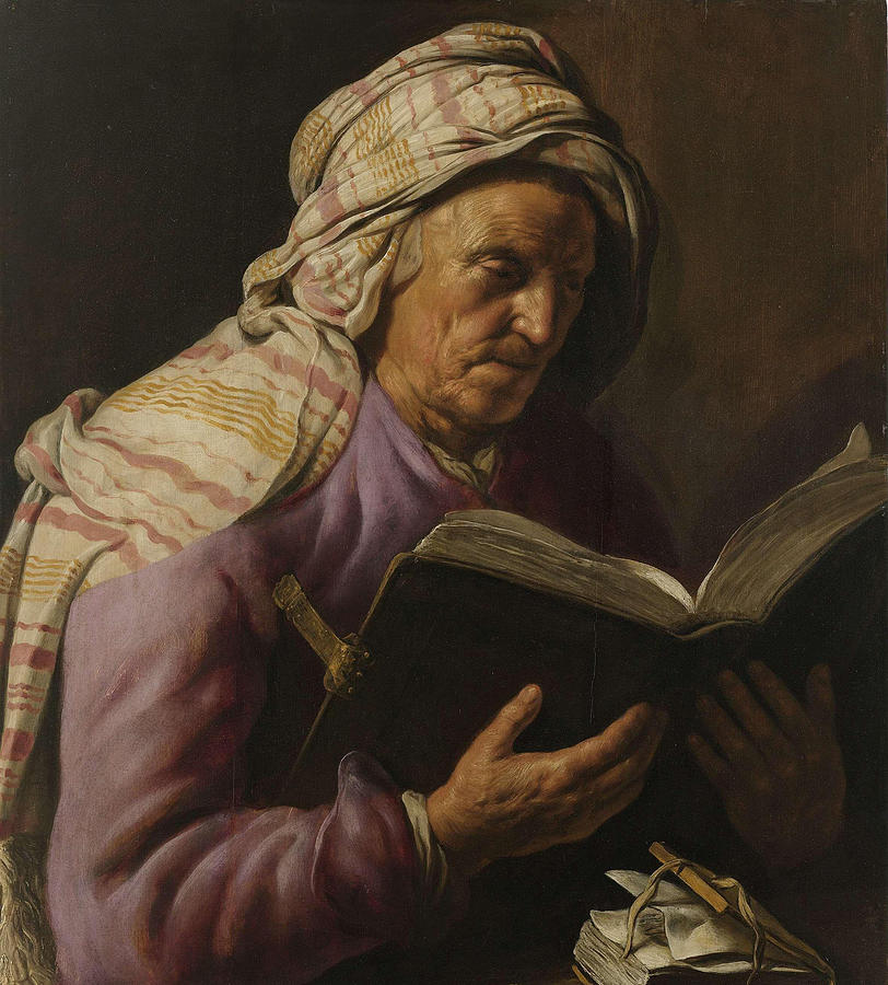 Old woman reading #2 Photograph by Jan Lievens