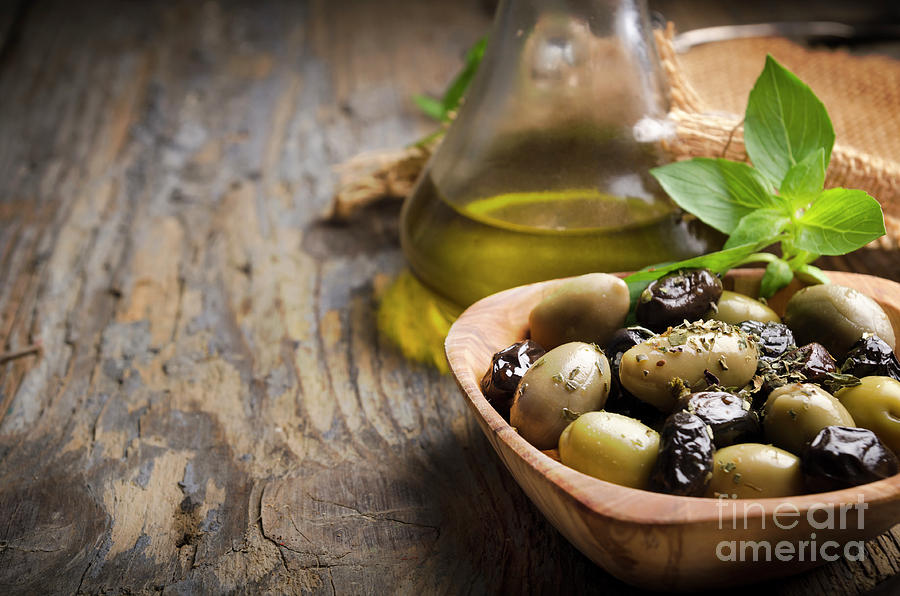 Olives and olive oil #1 Photograph by Jelena Jovanovic