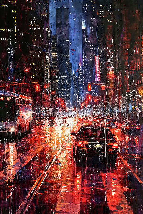 On a midnight street, 11 #1 Painting by AM FineArtPrints