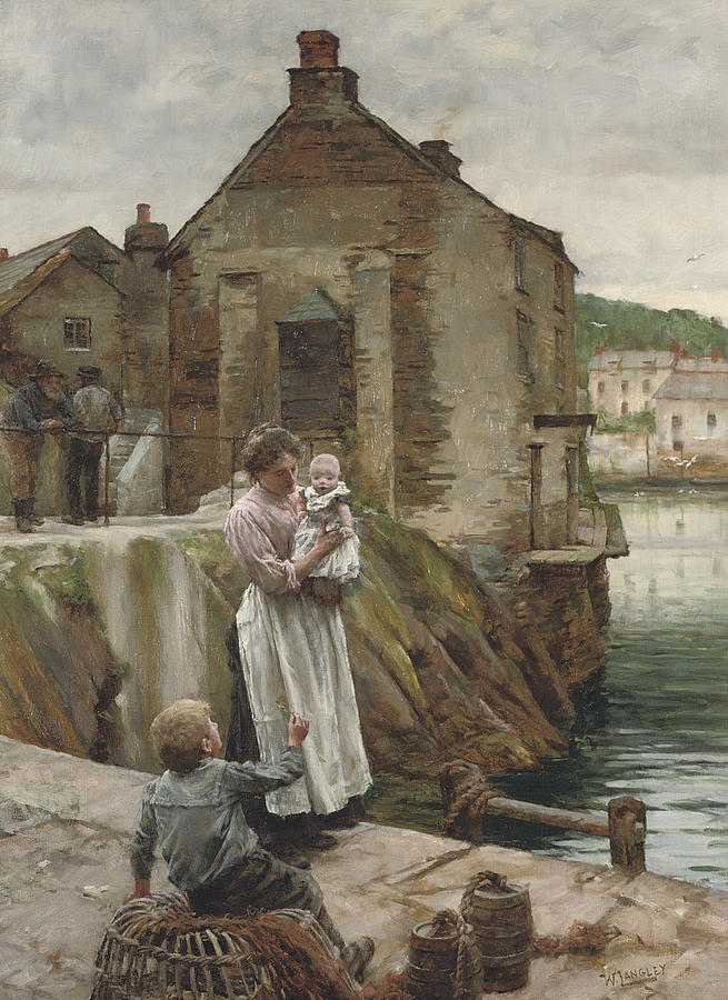 June 8 Painting - On the Quay, Newlyn Walter Langley  #1 by MotionAge Designs