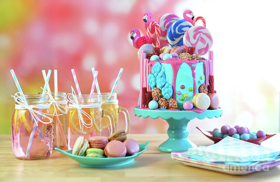 On trend candyland fantasy drip novelty birthday cake #1 Photograph by Milleflore Images