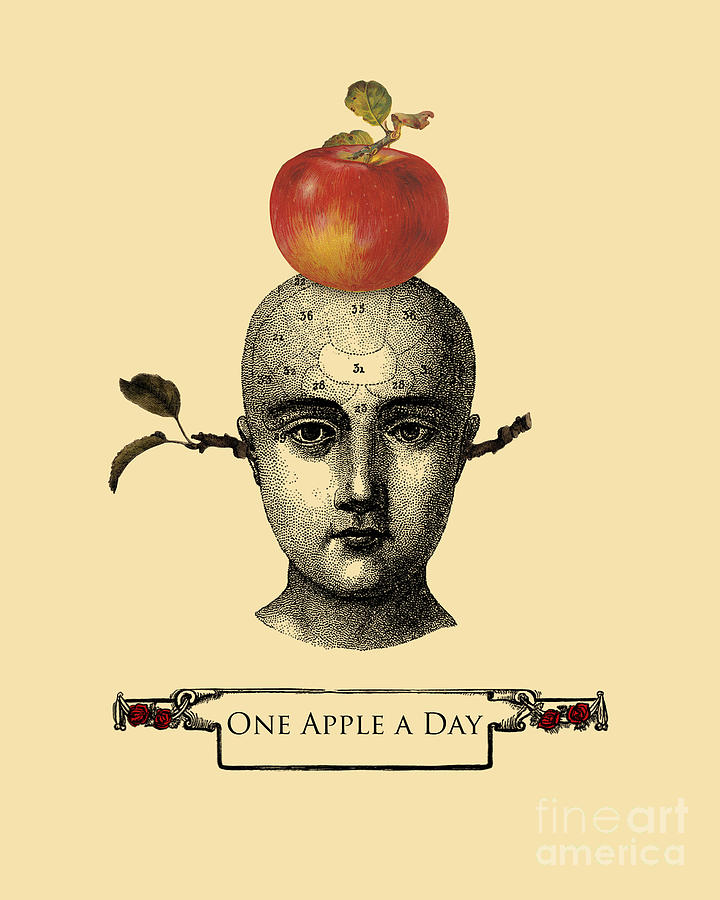 Fruit Digital Art - One Apple A Day #1 by Madame Memento