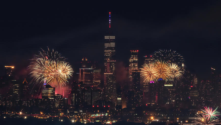 One World Trade Center with Fireworks Photograph by Scott Miller - Pixels