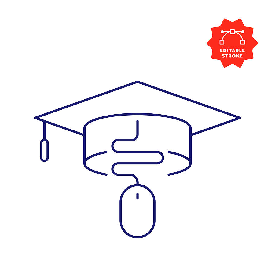 Online Education Line Icon with Editable Stroke and Pixel Perfect. #1 Drawing by Esra Sen Kula