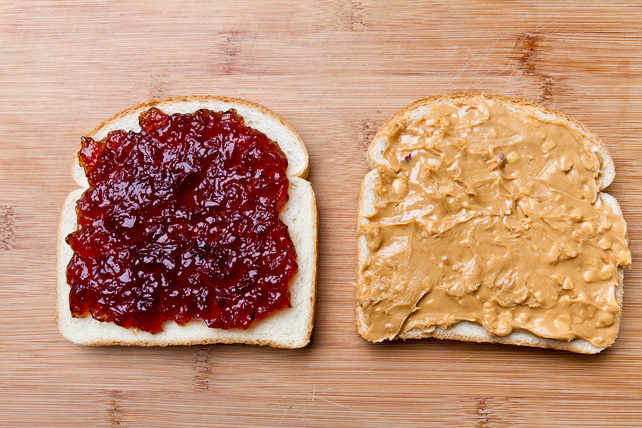 Open Face Peanut Butter and Jelly Sandwich #1 Photograph by Grandriver