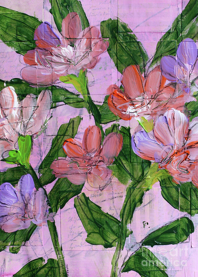Orange and Purple Blooms Mixed Media by Janyce Boynton - Fine Art America