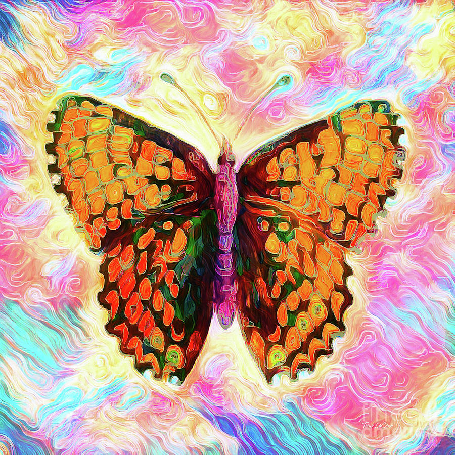 Orange Butterfly Painting by Tina LeCour