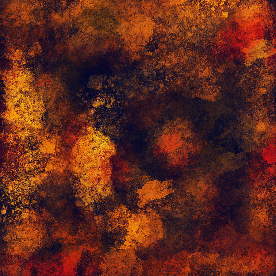 Orange, Red and Black Abstract Metallic Wall Texture. Grunge Vector Background. #1 Drawing by Gokcemim