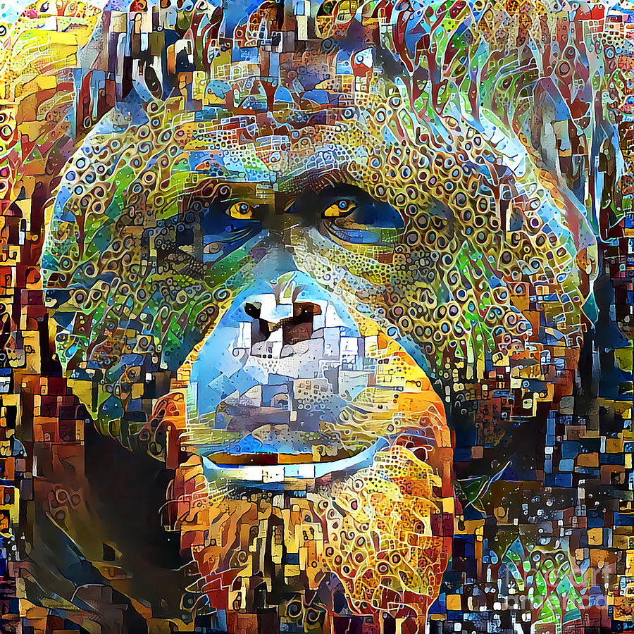 Orangutan in Contemporary Vibrant Happy Color Motif 20200502b v1  #2 Photograph by Wingsdomain Art and Photography