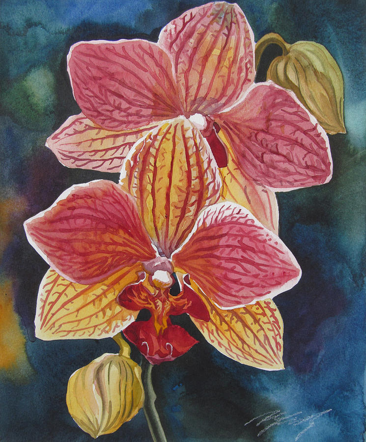 Orchids in pink #1 Painting by Alfred Ng