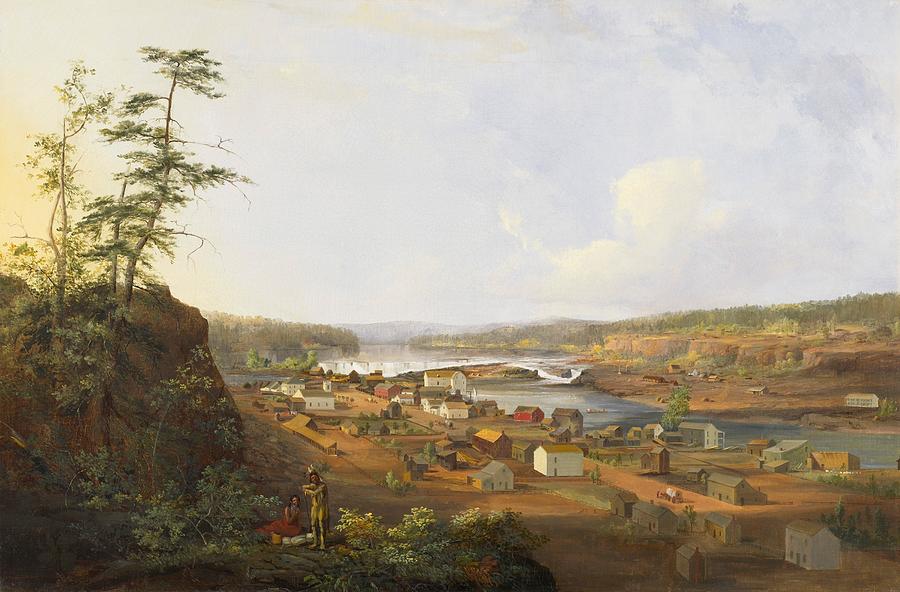 Oregon City on the Willamette River Painting by John Mix Stanley - Fine ...