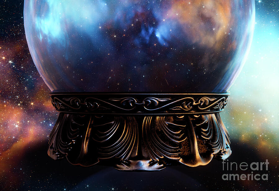 Ornate Crystal Ball Cosmic Background #1 Digital Art by Allan Swart ...