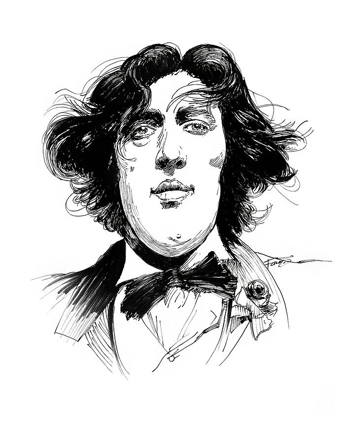 Illustration Drawing - Oscar Wilde - Caricature by Peter Farago