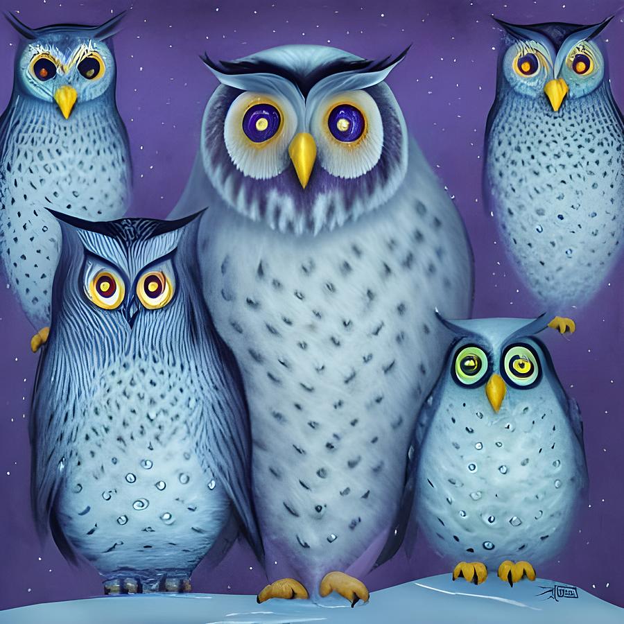 Owls #1 Digital Art by April Cook