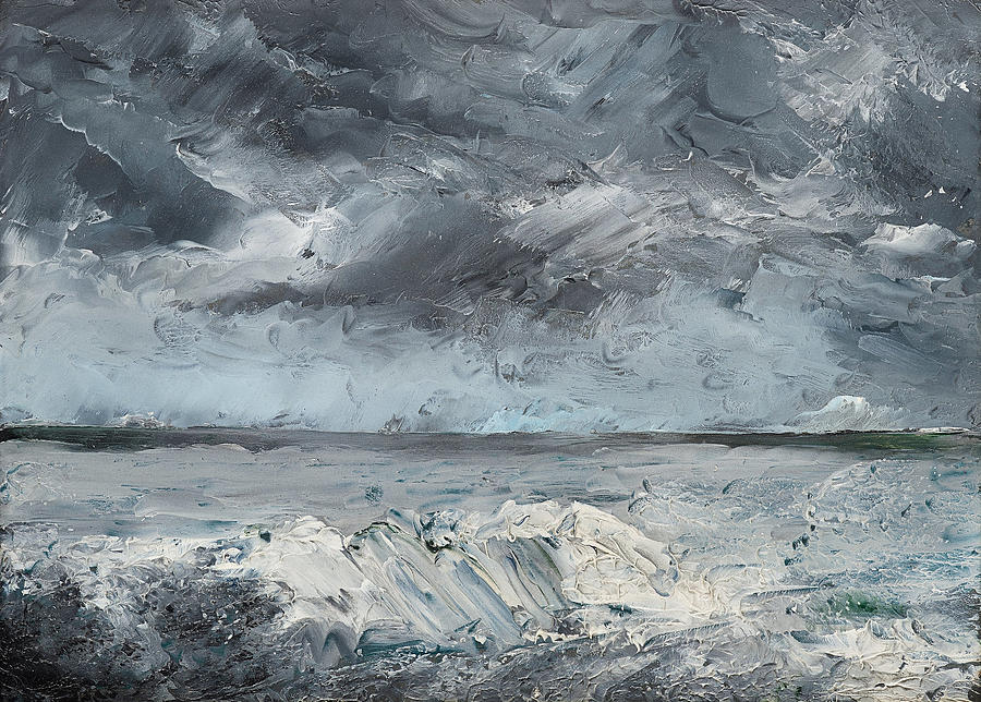 Pack ice on the beach #2 Painting by August Strindberg